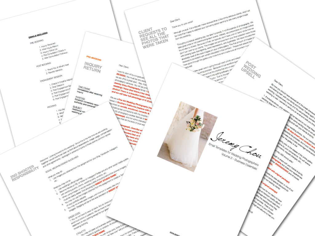 wedding photographers email template